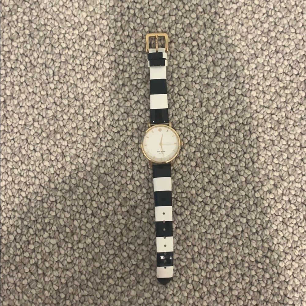 Kate Spade watch. Striped black and white. Gold